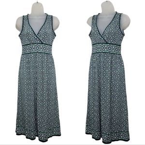 Max Studio Midi Dress Sz Xs Navy w White & Green Pattern Floral